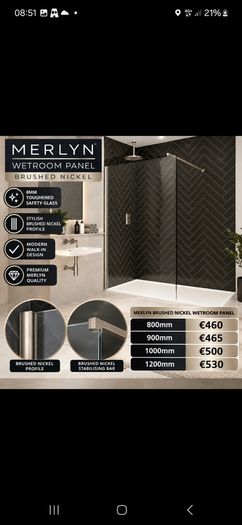 Merlyn brushed nickel wetroom paenls