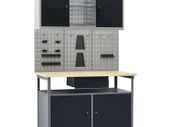 Workbench with Three Wall Panels and One Cabinet