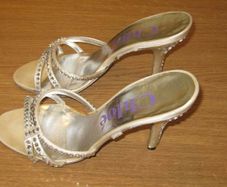 Chloe ladies champagne and diamante high heel sandals size 3 /Eu 36