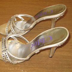Chloe ladies champagne and diamante high heel sandals size 3 /Eu 36