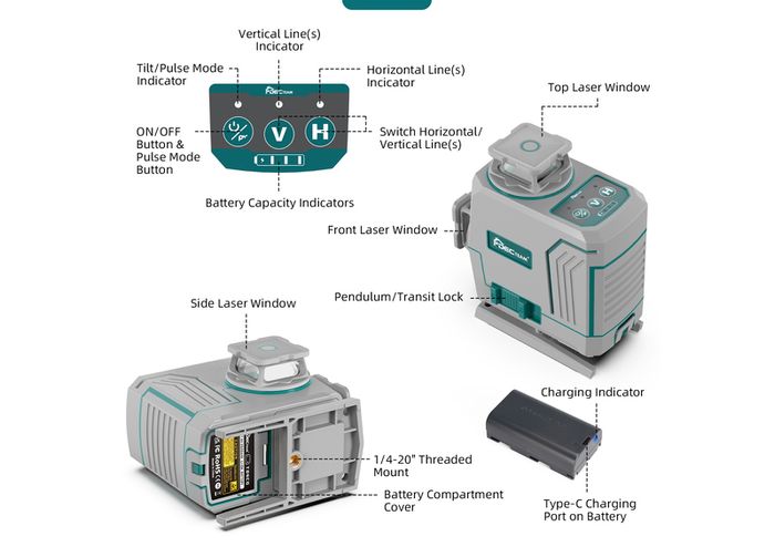 New 4D Green Laser Self Level 4x360
