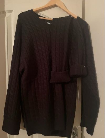DKNY Black knit jumper and leg warmers size XL