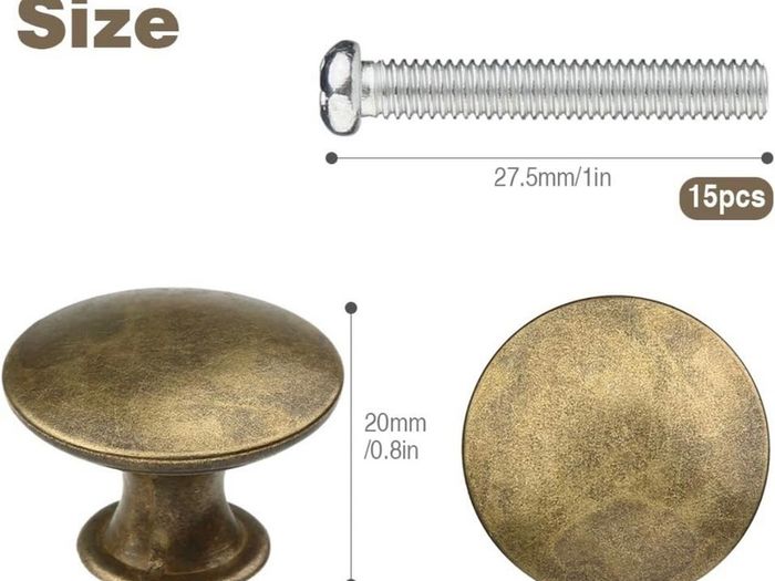 15PCS 30MM Vintage Bronze Style Round Knobs Drawers Knobs Furniture Knobs
