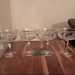 Vintage Cut Crystal-Style Champagne Coupe Glasses