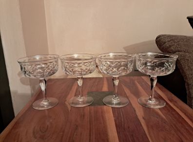 Vintage Cut Crystal-Style Champagne Coupe Glasses