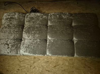 Small Double Bed - Headboard - Grey / Velvet