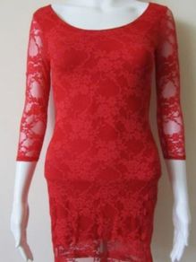 Red lace mini dress
