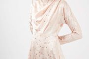 TOPSHOP pink and gold fleck cowl neck dress Sz 16UK (Fit 12-14UK) - Bnwt Rrp 100