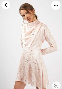 TOPSHOP pink and gold fleck cowl neck dress Sz 16UK (Fit 12-14UK) - Bnwt Rrp 100