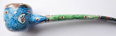 Blue and White hand painted Asian  Cloisonne Enamel Smoking Pipe