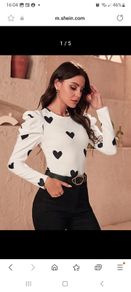 BNWOT White and black Heart Top