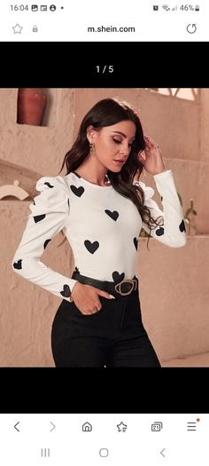 BNWOT White and black Heart Top