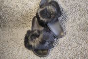 Furry Ladies Slippers Black
