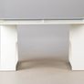 Study/ Office table Used but in great condition This is a modern minimalist table with a sleek white finish and a glass top Image 2