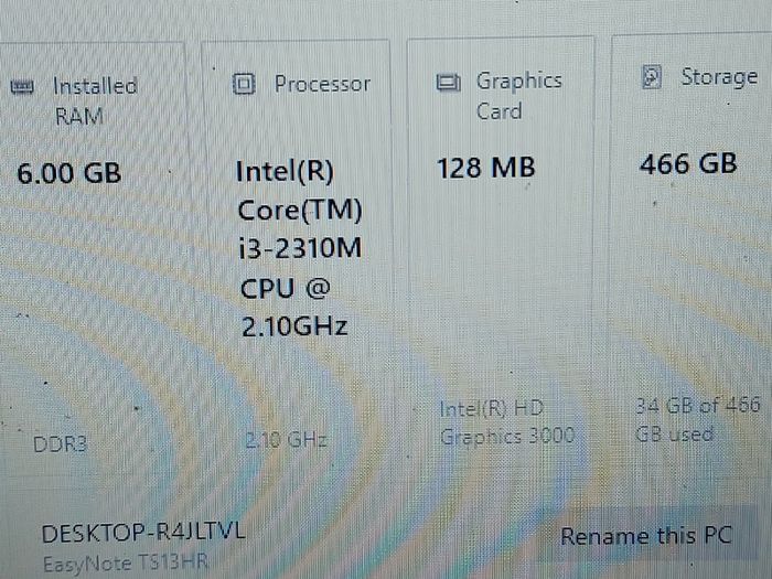 Packard Bell 15.6 inch Laptop, Model mNo. P5WS0, Intel Core i3-2310M CPU, 2.1GHz, 6GB Ram, 500GB Ram, Windows 10, Microsoft Edge, Chrome and VLC