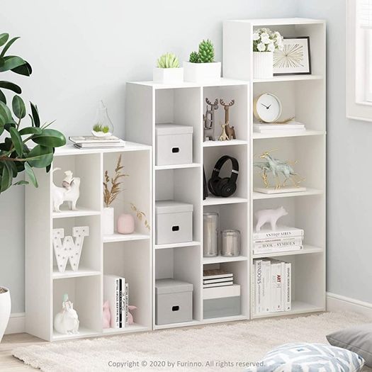5-Cube Reversible Open Shelf Bookcase, Wood, White (FREE POSTAGE)