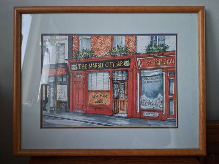 Framed Watercolour of The Marble City Bar, Kilkenny
