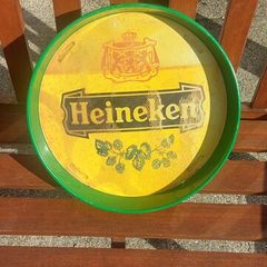 Heineken metal beer tray ,,buyer collects or pays postage thank you, see pictures for condition ,used ,sold as is,nice in any home bar etc