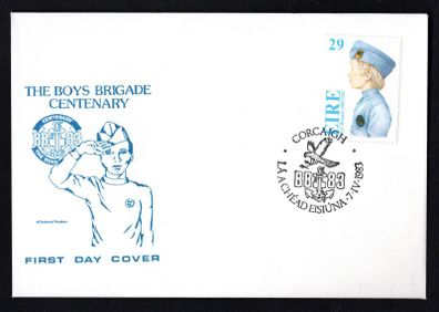 1983 Ireland Centenary of the Boys' Brigade Commemorative Stamps Corkcoin First Day Cover (FDC) with Corcaigh (Cork) Pictorial cancel