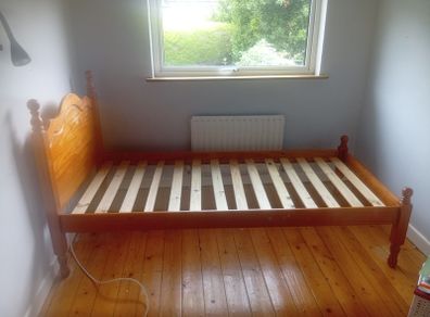 Single wooden bed,with used but good condition mattress if required