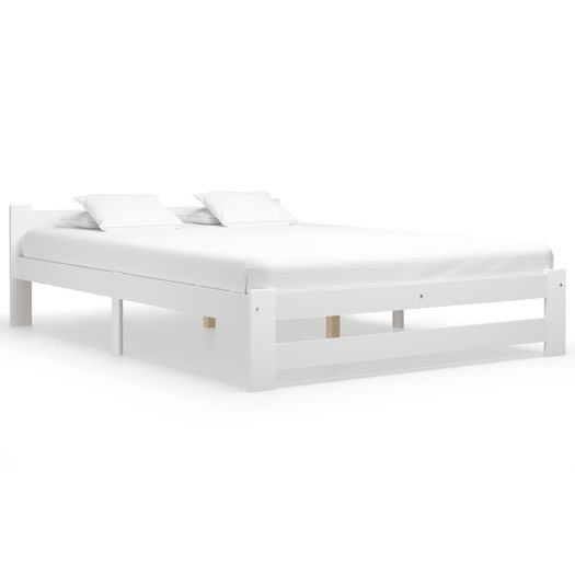 Bed Frame White Solid Pine Wood 120x200 cm