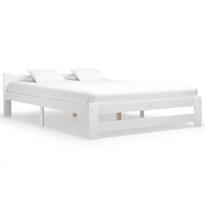 Bed Frame White Solid Pine Wood 120x200 cm