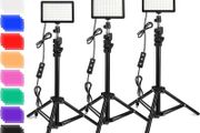 3 Packs 70 LED Video Light with Adjustable Tripod Stand/Color Filters, Obeamiu 5600K USB Studio Lighting Kit for Tablet/Low Angle Shooting, Collection Portrait YouTube Photography