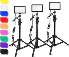 3 Packs 70 LED Video Light with Adjustable Tripod Stand/Color Filters, Obeamiu 5600K USB Studio Lighting Kit for Tablet/Low Angle Shooting, Collection Portrait YouTube Photography