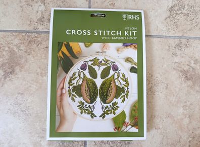 RHS Cross Stitch Kit, Melon Design, 8"- 21 cm, Embroidery Kit - DIY Crafting Set