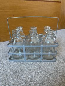 A Set of 6 Small Vintage Milk Bottles