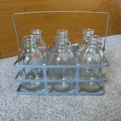 A Set of 6 Small Vintage Milk Bottles