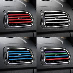 10Pcs U-shaped Car Air Outlet Decorative Strip Chrome-Plated PVC Car Interior Styling Decor Clip Trim Auto Interior Accessories
