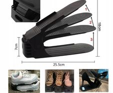 Pack of 10 Adjustable Shoe Organizers - Shoe Racks Space Saver Shoe Holder Rack  Black