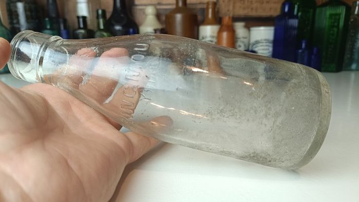 504 - Vintage Clear Glass Cork Top Collectible Decorative Springmount Milk Bottle