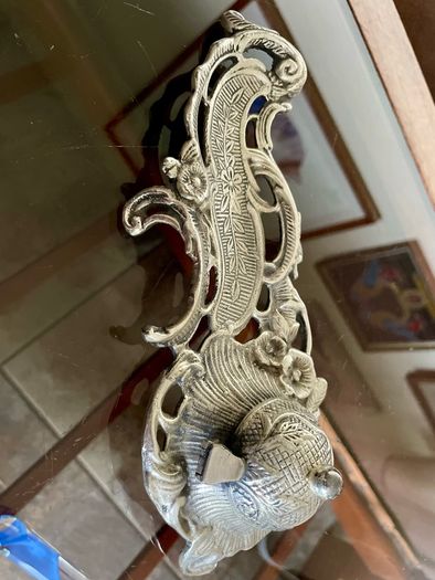 Vintage Art Nouveau Style Inkwell with Pen Tray Ink Pot Insert and Glass Dip Pen