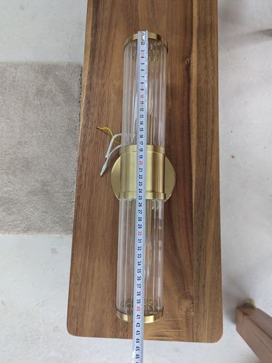 Brass reeded glass wall light