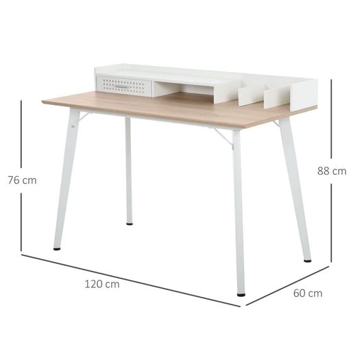 Computer Desk with Monitor Stand, Drawer and Storage Compartments, Compact Desk for Home Office and Small Spaces, White