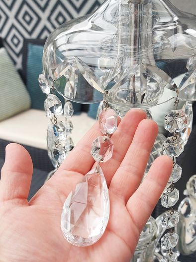 Large Vintage Preciosa Bohemian Crystal Chandelier, 5 Arm