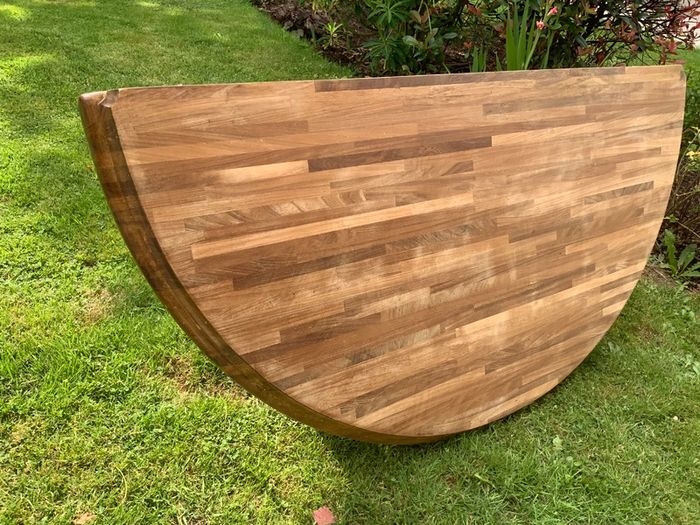 Semi circular wooden breakfast bar table