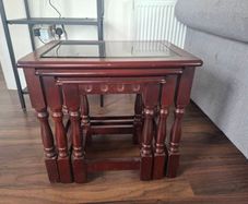 Nest of 3 mahogany tables