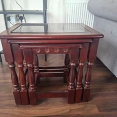 Nest of 3 mahogany tables