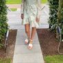 Blue & Cream Occasion Dress Image 2