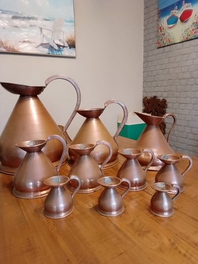 vintage copper measure jug collection