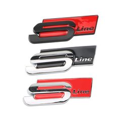 Car Metal S Line Logo Badge Emblems Decals Stickers For Audi Sline A3 A4 A6 A8 Q3 Q5 Q7 Q8 S3 S4 S5 S6 S7 B6 B7 B8 B9 C5 C6 C7