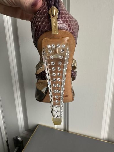 Jimmy Choo Cyndi Rhinestone Lucite Sandals - Sz 39.5