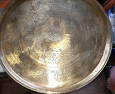 Beautiful Rare Old Very Large Brass Engraved Islamic Tray