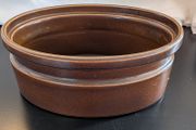 Brown Stoneware Baking Dish Large 30cm Round Vintage Casserole Bowl