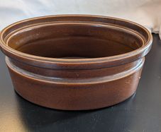 Brown Stoneware Baking Dish Large 30cm Round Vintage Casserole Bowl