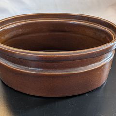 Brown Stoneware Baking Dish Large 30cm Round Vintage Casserole Bowl