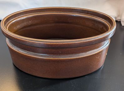 Brown Stoneware Baking Dish Large 30cm Round Vintage Casserole Bowl
